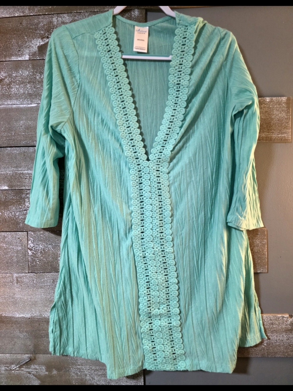 Catalina Teal Crochet-Trim Swim Coverup